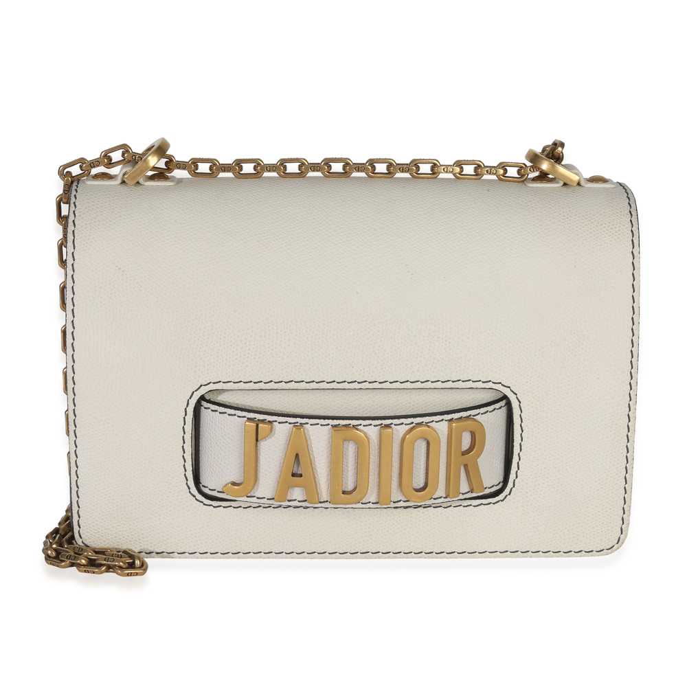 Christian Dior Off White Grained Calfskin J'Adior Chain Flap Bag